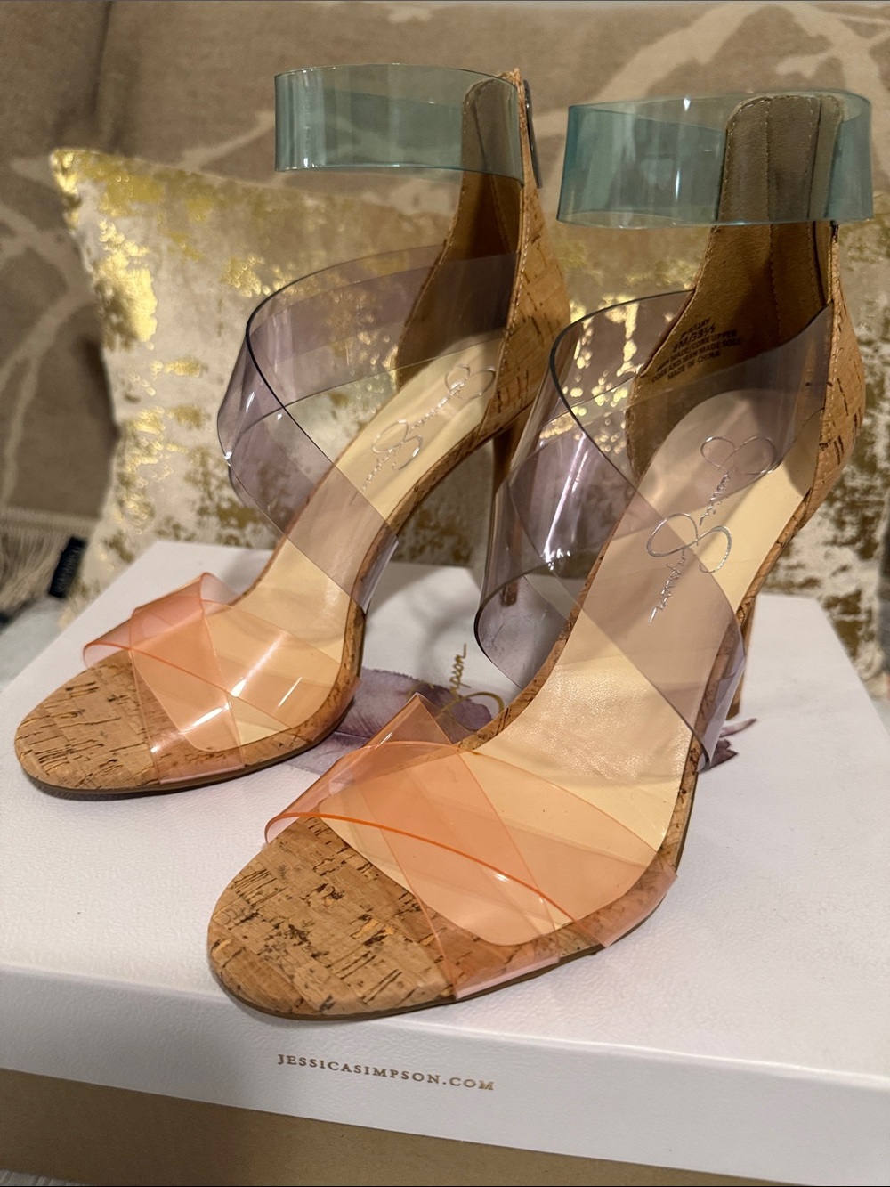 NWT Jessica Simpson Jullry Cork Clear Heels Size 8M